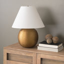 Sadiyah Antiqued Gold Brushed Metal w Cream Shade Table Lamp - Default Title