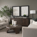 Shima Round Dark Brown Wood WArched Legs Coffee Table - Default Title