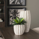 Velia Short Seashell Sculptural Cream Glazed Ceramic Vase - Default Title