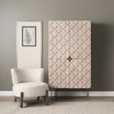 Excelsior II 681 H Light Brown Wood Gold Iron Base Storage Cabinet - Default Title