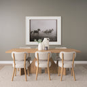 Tarro 84 Rectangular Light Brown Wood w Geometrical Base Dining Table - Default Title