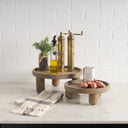 Virve Round Light Brown Wood w Gray Wash Wooden Trays - Default Title