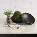 Wendell Dark Brown Wood w Wood Beads Round Bowls - Default Title