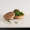 Wendell Light Brown Wood w Wood Bead Round Bowls - Default Title