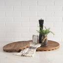 Waverly Round Light Brown Wood Scalloped Edged Trays - Default Title