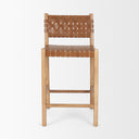 Shane Brown Wood w Woven Brown Leather Counter Stool - Default Title