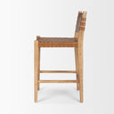 Shane Brown Wood w Woven Brown Leather Counter Stool - Default Title