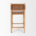 Shane Brown Wood w Woven Brown Leather Counter Stool - Default Title