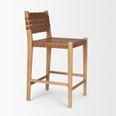 Shane Brown Wood w Woven Brown Leather Counter Stool - Default Title