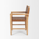 Shane Brown Wood w Woven Brown Leather Dining Armchair - Default Title