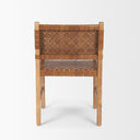 Shane Brown Wood w Woven Brown Leather Dining Armchair - Default Title