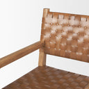 Shane Brown Wood w Woven Brown Leather Dining Armchair - Default Title