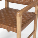 Shane Brown Wood w Woven Brown Leather Dining Armchair - Default Title