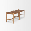 Shane Brown Wood w Woven Brown Leather Bench - Default Title