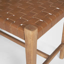 Shane Brown Wood w Woven Brown Leather Bench - Default Title