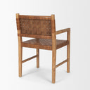 Shane Brown Wood w Woven Brown Leather Dining Armchair - Default Title