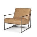 Stratton Gunmetal w Genuine Brown Leather Upholstered Accent Chair - Default Title