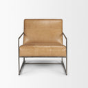 Stratton Gunmetal w Genuine Brown Leather Upholstered Accent Chair - Default Title
