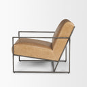 Stratton Gunmetal w Genuine Brown Leather Upholstered Accent Chair - Default Title