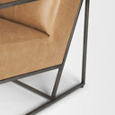 Stratton Gunmetal w Genuine Brown Leather Upholstered Accent Chair - Default Title
