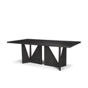 Tarro 84 Rectangular Textured Black Wood w Geometrical Base Dining Table - Default Title