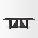 Tarro 84 Rectangular Textured Black Wood w Geometrical Base Dining Table - Default Title