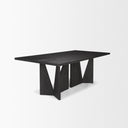 Tarro 84 Rectangular Textured Black Wood w Geometrical Base Dining Table - Default Title