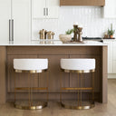 Hollyfield II Cream Fabric Seat W Gold Metal Base Counter Stool - Default Title