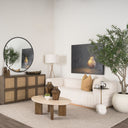 Syona Travertine Mango Wood leg Oval Coffee table - Default Title