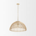 Thad 1-Light Natural Woven Rattan Dome Pendant - Default Title