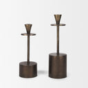 Petria Antiqued Gold Textured Metal Taper Candle Holders - Default Title