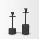 Petria Matte Black Textured Metal Taper Candle Holders - Default Title