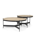 Wade Travertine Marble w Matte Black Metal Coffee Tables - Default Title