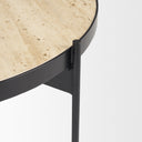 Wade Travertine Marble w Matte Black Metal Coffee Tables - Default Title