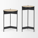 Wade Travertine Marble w Matte Black Metal End Tables - Default Title