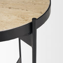 Wade Travertine Marble w Matte Black Metal End Tables - Default Title