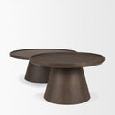 Takoda Dark Brown Wood Tapered Drum Nesting Coffee Tables - Default Title