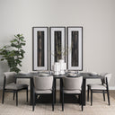 Tarro 84 Rectangular Textured Black Wood w Geometrical Base Dining Table - Default Title