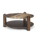 Jovia Brown Mango Wood W Cappuccino Marble Round Coffee Table - Default Title