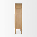Callum Light Brown Elm Wood w Glass Doors Arched Curio Cabinet - Default Title