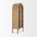 Callum Light Brown Elm Wood w Glass Doors Arched Curio Cabinet - Default Title