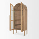 Callum Light Brown Elm Wood w Glass Doors Arched Curio Cabinet - Default Title