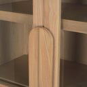 Callum Light Brown Elm Wood w Glass Doors Arched Curio Cabinet - Default Title