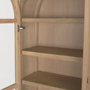 Callum Light Brown Elm Wood w Glass Doors Arched Curio Cabinet - Default Title