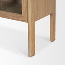 Callum Light Brown Elm Wood w Glass Doors Arched Curio Cabinet - Default Title