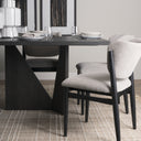 Tarro 84 Rectangular Textured Black Wood w Geometrical Base Dining Table - Default Title