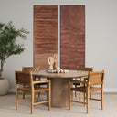 Shane Brown Wood w Woven Brown Leather Dining Armchair - Default Title