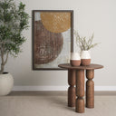 Sonel Pedestal Medium Dark Brown Acacia Wood Foyer Table - Default Title