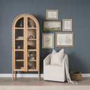 Callum Light Brown Elm Wood w Glass Doors Arched Curio Cabinet - Default Title