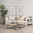 Wade Travertine Marble w Matte Black Metal Coffee Tables - Default Title